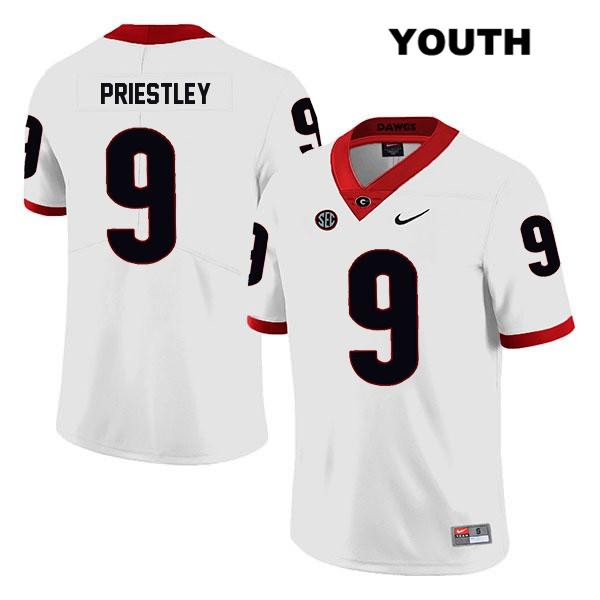 Georgia Bulldogs Youth Nathan Priestley #9 NCAA Legend Authentic White Nike Stitched College Football Jersey PHB8856YE